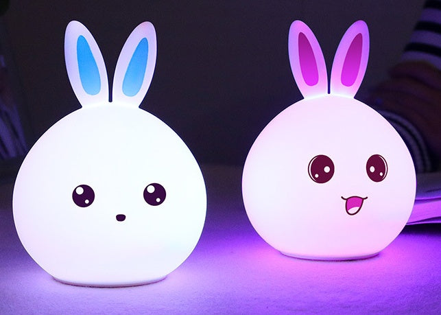 Cute Night Light Animal Rabbit Night lamps Touch Sensor Silicone LED Colorful Lights www.dukai.shop