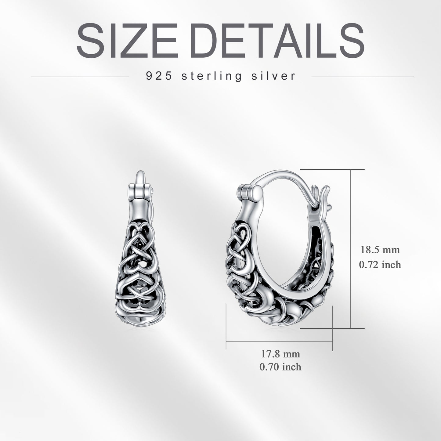 925 Sterling Silver Celtic Knot Vintage Hoop Earrings a56c42-cf