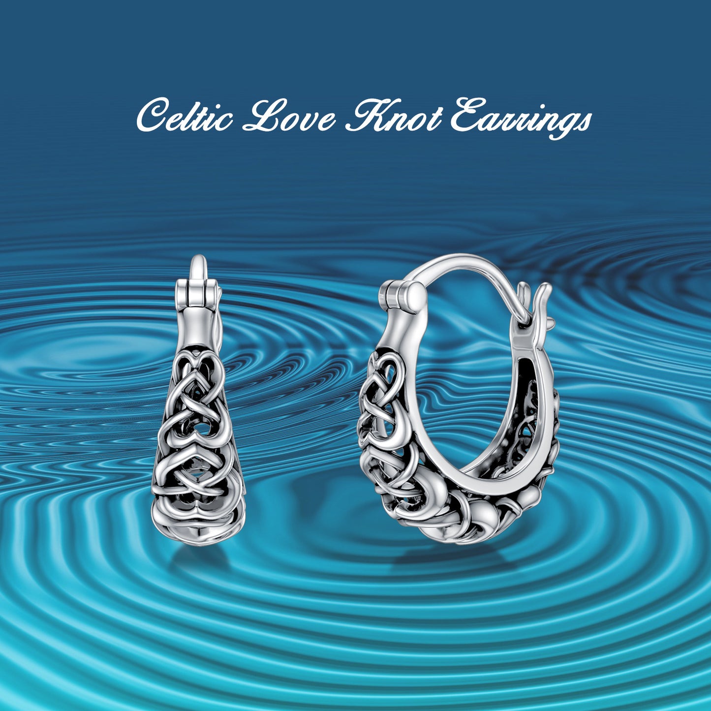 925 Sterling Silver Celtic Knot Vintage Hoop Earrings a56c42-cf
