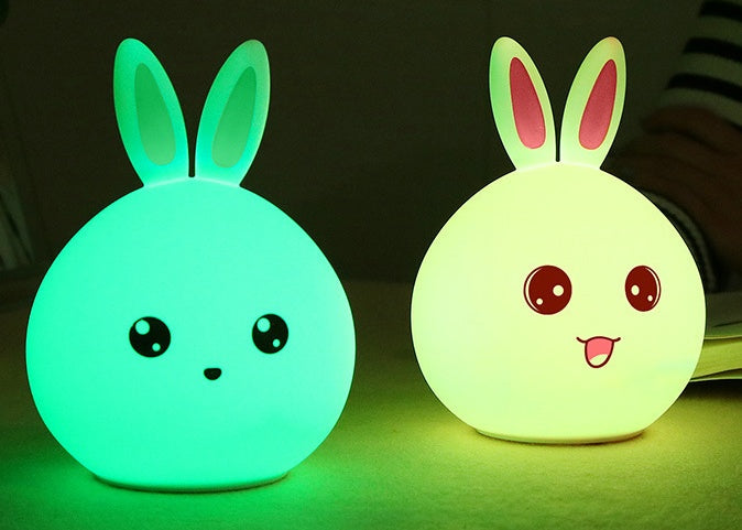 Cute Night Light Animal Rabbit Night lamps Touch Sensor Silicone LED Colorful Lights www.dukai.shop