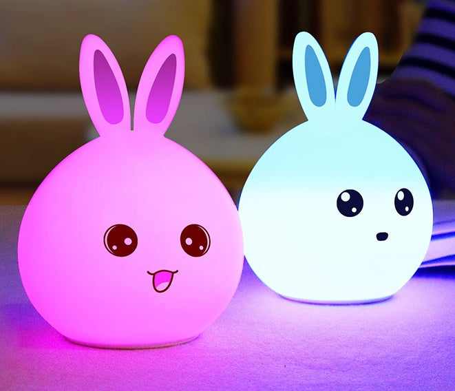 Cute Night Light Animal Rabbit Night lamps Touch Sensor Silicone LED Colorful Lights www.dukai.shop