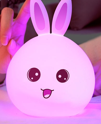 Cute Night Light Animal Rabbit Night lamps Touch Sensor Silicone LED Colorful Lights www.dukai.shop