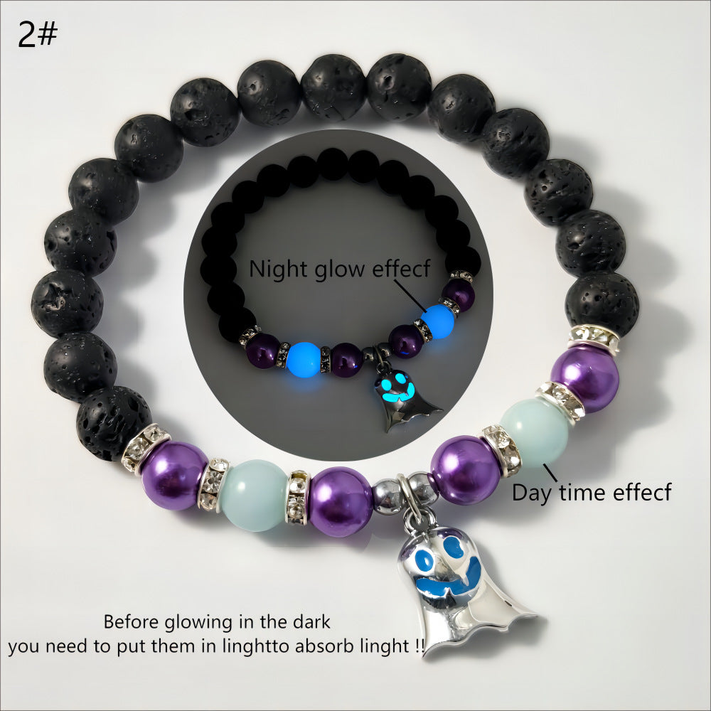Halloween Gift Luminous Little Ghost Natural Volcano Bracelet a56c42-cf