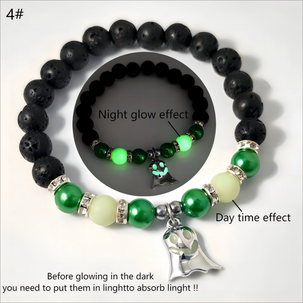 Halloween Gift Luminous Little Ghost Natural Volcano Bracelet a56c42-cf