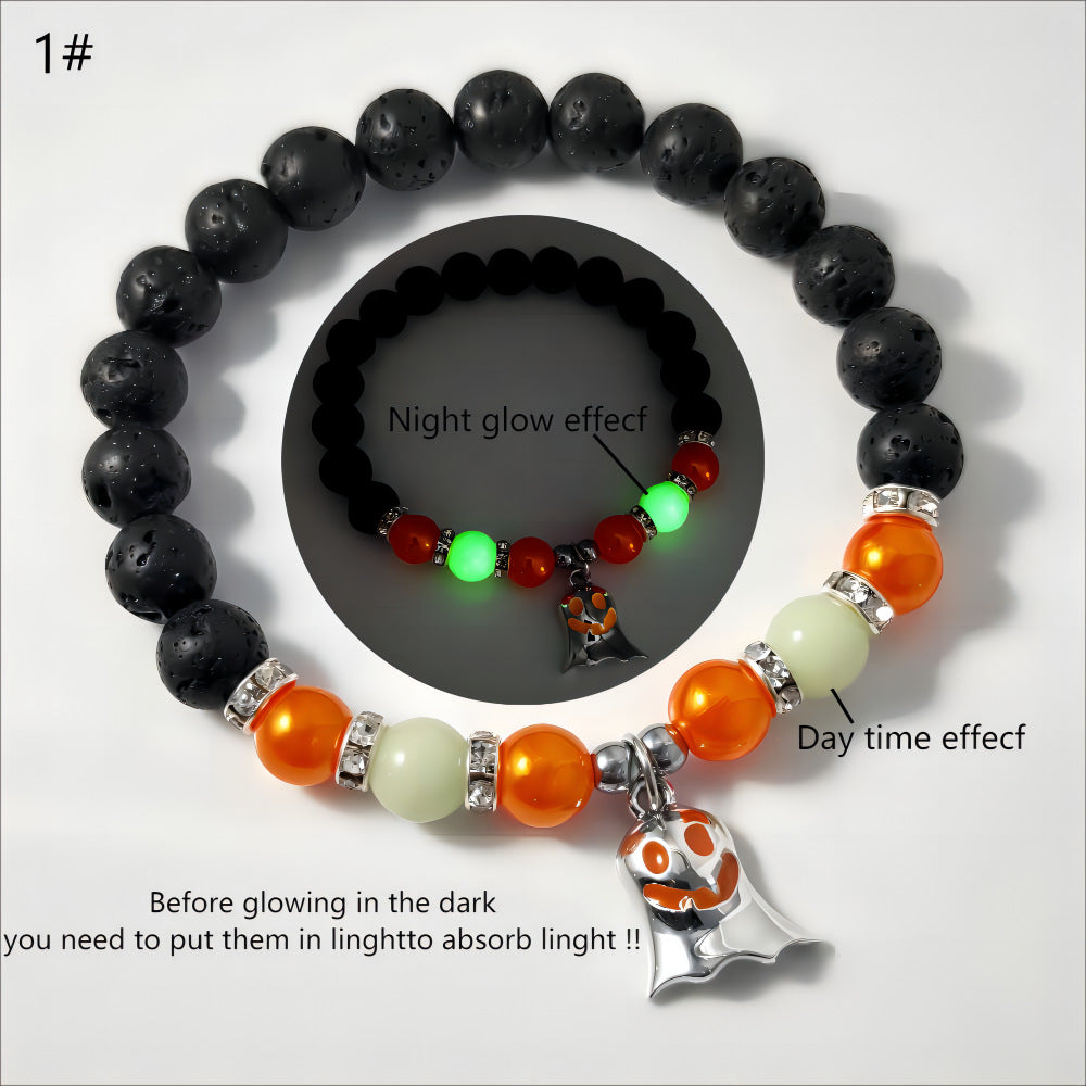 Halloween Gift Luminous Little Ghost Natural Volcano Bracelet a56c42-cf