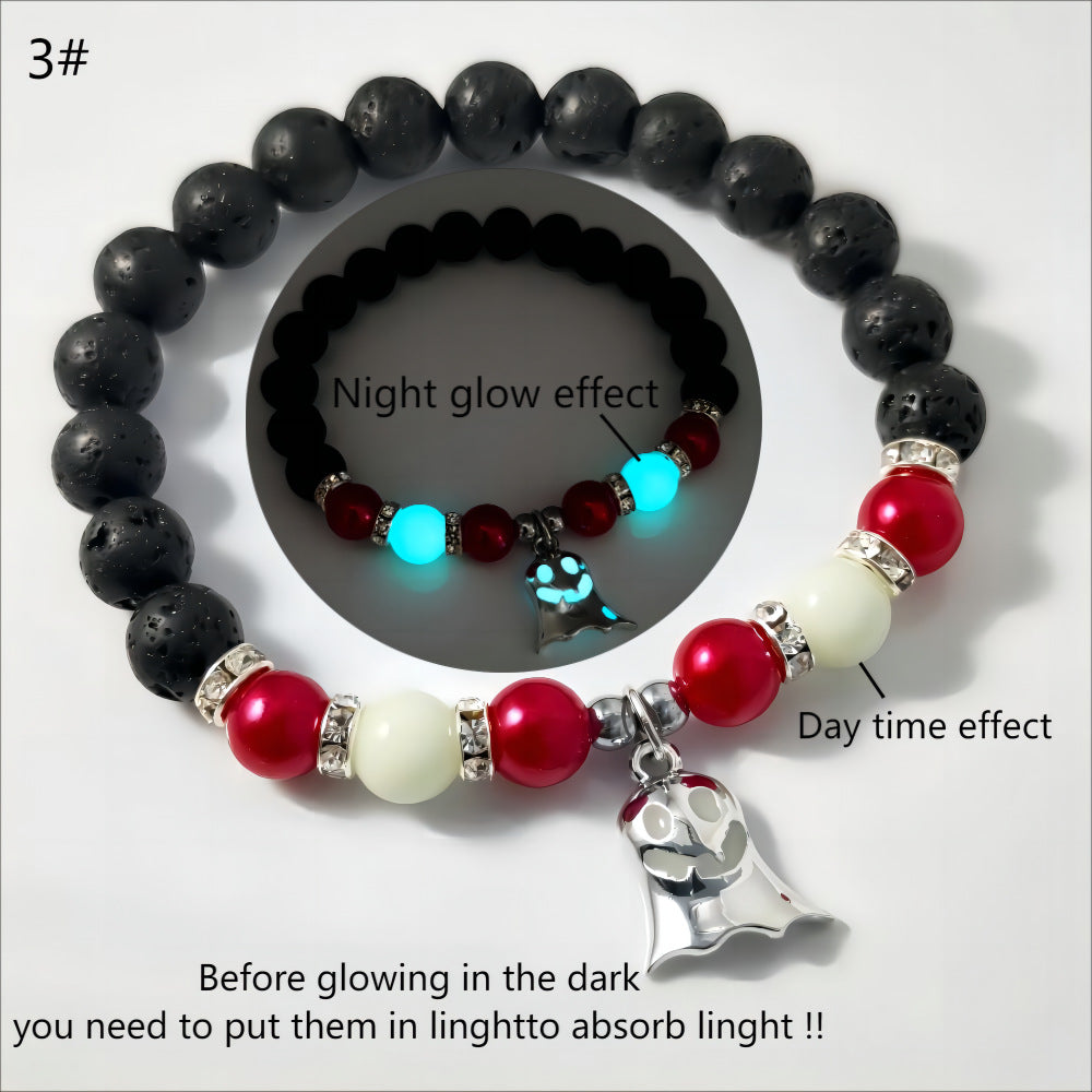 Halloween Gift Luminous Little Ghost Natural Volcano Bracelet a56c42-cf