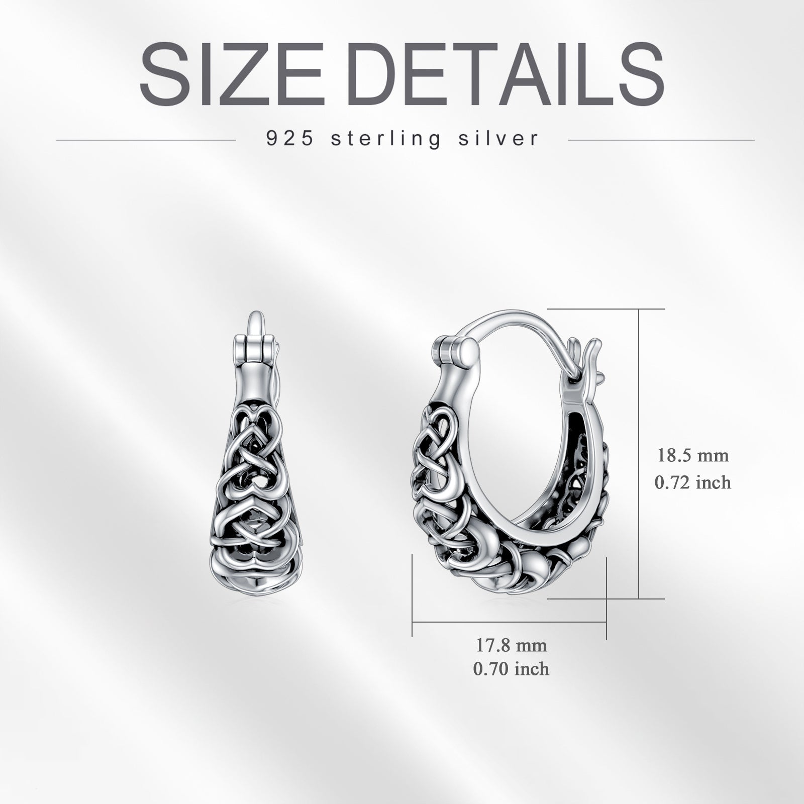 925 Sterling Silver Celtic Knot Vintage Hoop Earrings a56c42-cf