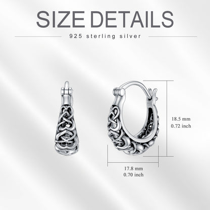 925 Sterling Silver Celtic Knot Vintage Hoop Earrings a56c42-cf