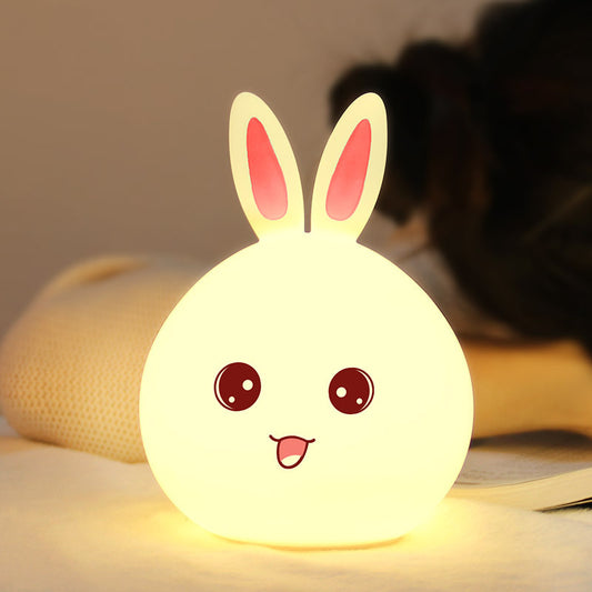Cute Night Light Animal Rabbit Night lamps Touch Sensor Silicone LED Colorful Lights www.dukai.shop