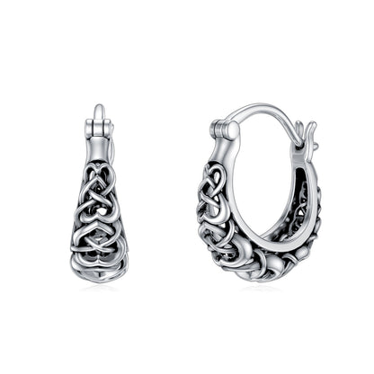 925 Sterling Silver Celtic Knot Vintage Hoop Earrings a56c42-cf