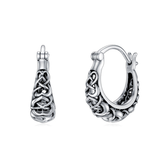 925 Sterling Silver Celtic Knot Vintage Hoop Earrings a56c42-cf